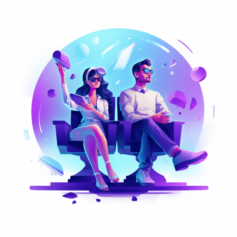 Um casal sentado assistindo a um filme