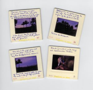fotos polaroid em papéis com anotações