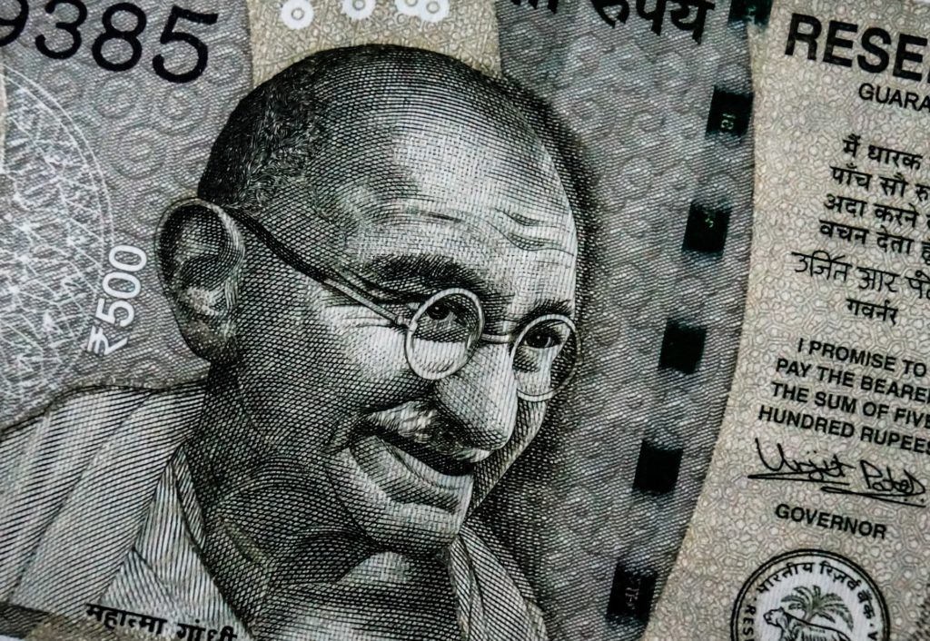 Mahatma Gandhi em nota de dinheiro 