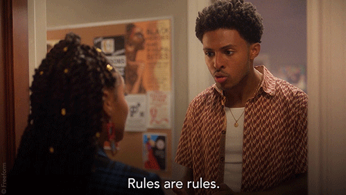 Gif rules are rules homem negro falando para curso de Direito