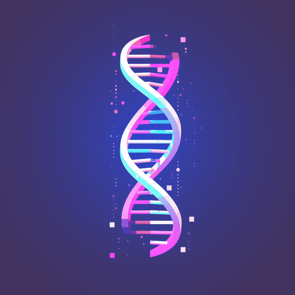 DNA entrelaçado em azul e rosa