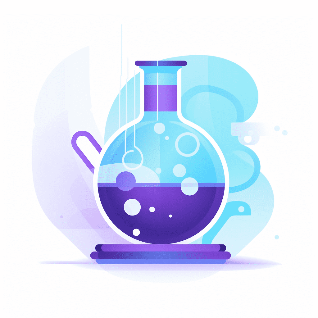 Frasco de química roxo e azul