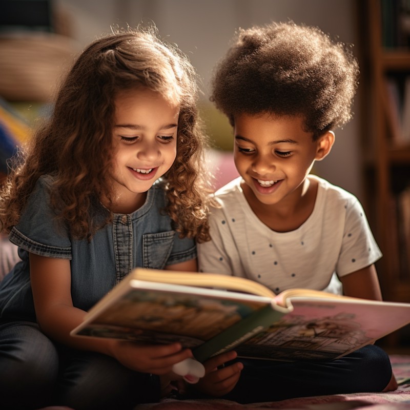 Duas crianças estudando juntas