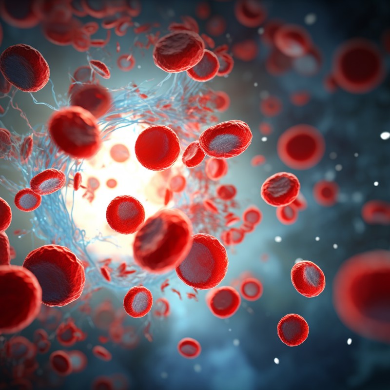 Várias células de sangue - glóbulos vermelhos espalhados