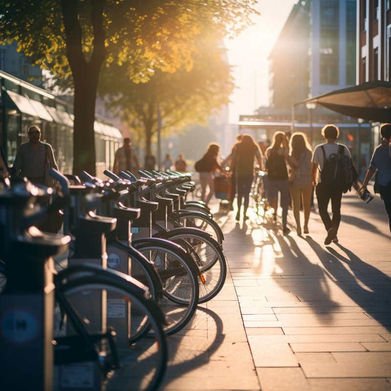 Cidade inteligente com aluguel de bicicletas 