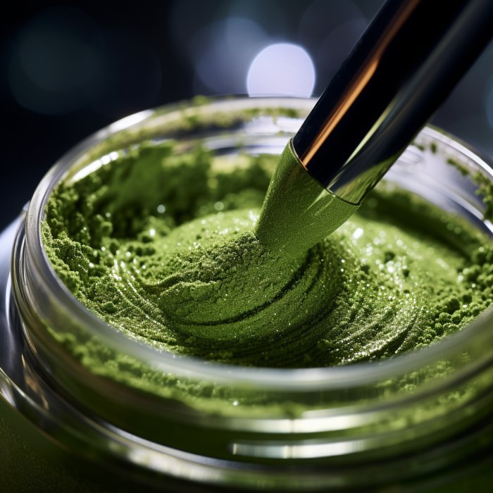 Um produto cosmético vegano pastoso e verde