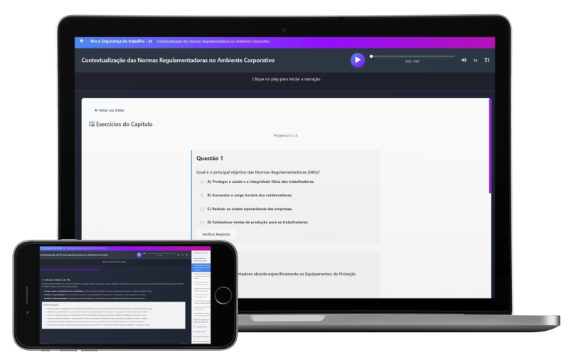Mockup de plataforma de cursos
